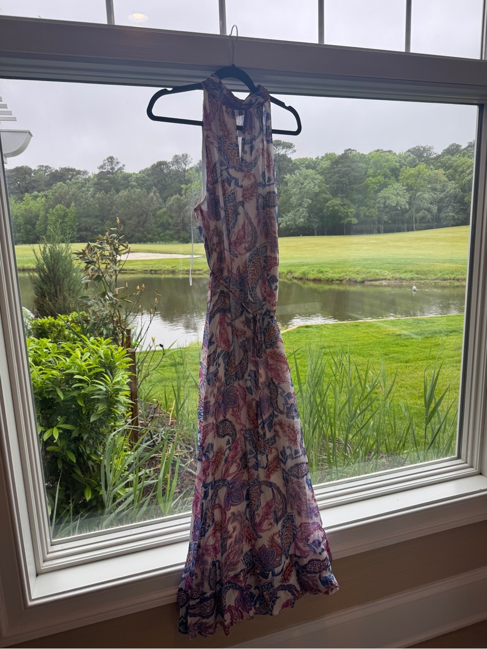 Milly MORGAN Paisley Maxi Dress in Pink, Blue and White